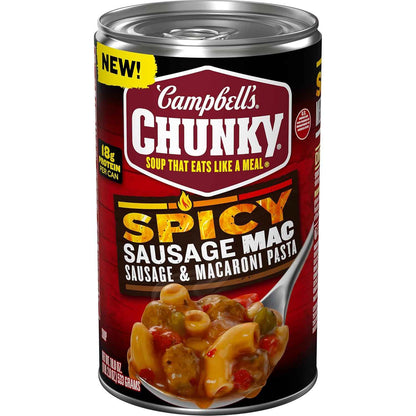Campbell's Chunky Spicy Sausage Mac Soup, 18.8 oz Can – One-Ingredient Meal Base for Simple, Intentional Home Cooking