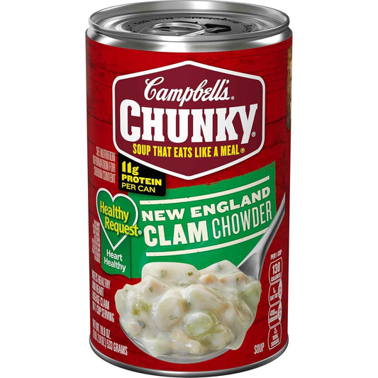 Campbell's Chunky Soup Healthy Request Clam Chowder 18.8 oz Can – Wholesome Pantry Meal for Mindful Weeknight Dinners, Microwavable