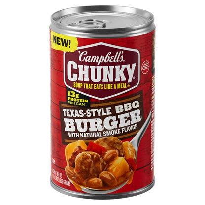 Campbell's Chunky BBQ Burger Soup – Mindful Pantry Meal for Solo Wind-Down, 18.8 oz Can