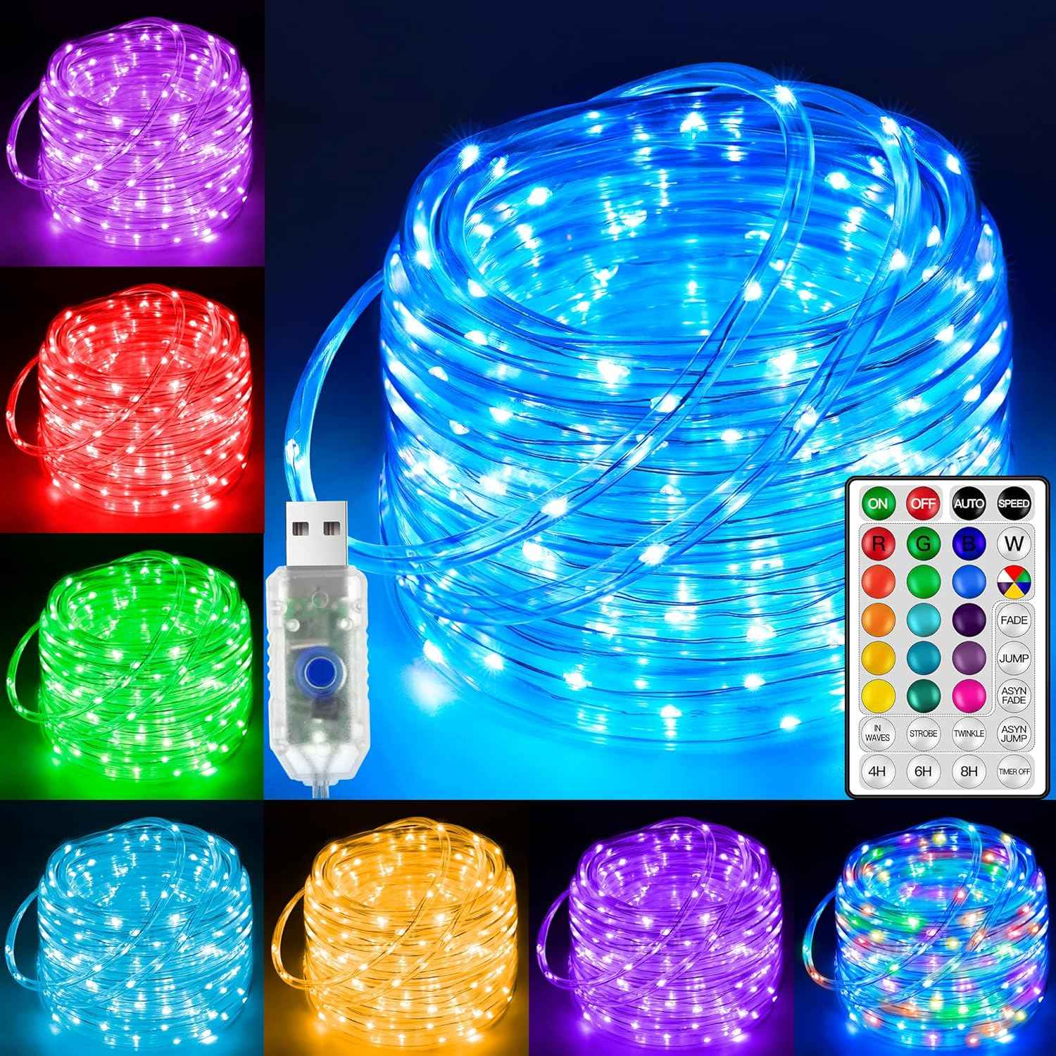 Ollny Color Changing Rope Lights – Thoughtful Birthday Gift for Her, 33FT LED Strip with Remote for Home Glow