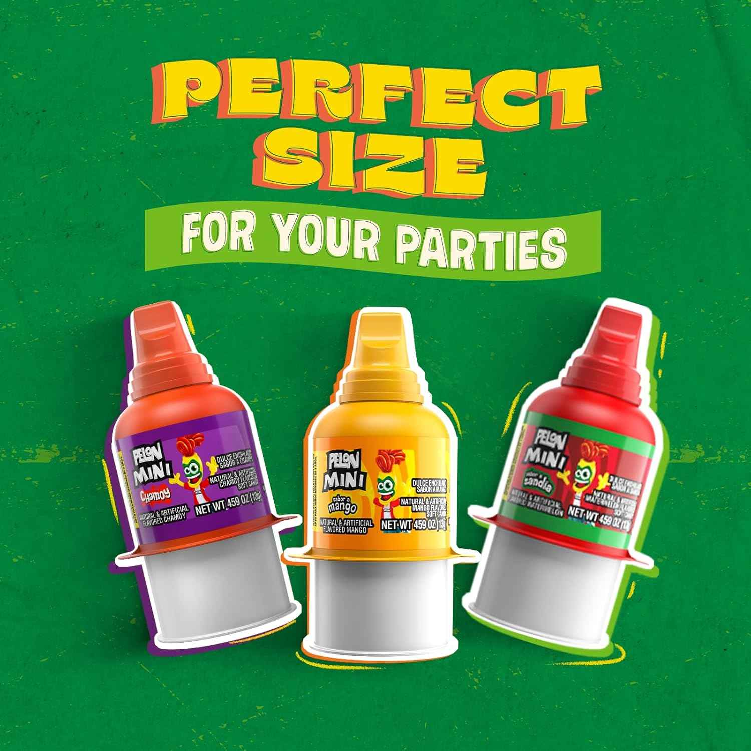 Pelon Pelo Rico Mini Squeeze Candy – Portable Mexican Snack for Picnics and Camping, Assorted Watermelon Mango Chamoy 18-Pack
