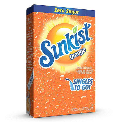 Sunkist Singles To Go Drink Mix – Kid Friendly Orange Soda Sticks for Lunchboxes, After School Snacks, and Car Cup Holders