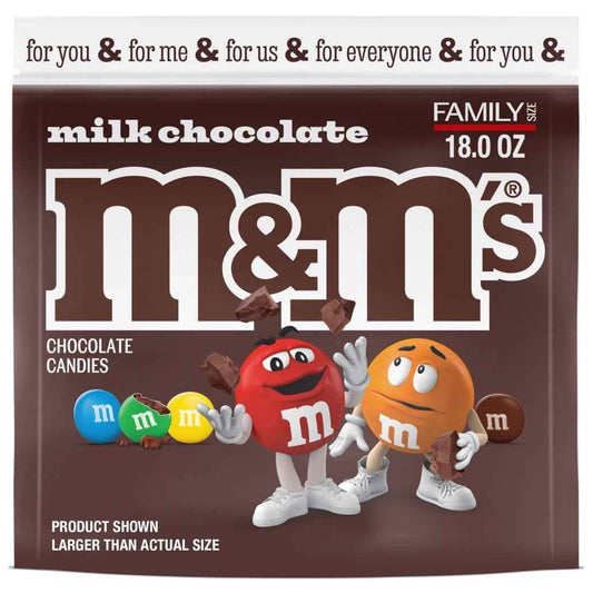 M&M'S Milk Chocolate Candy for Picnics and Road Trips – 18 oz Resealable Bulk Travel Bag