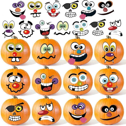 MiniPumpkin Peel-and-Stick Faces – Sharp-Tool-Free Pumpkin Decorating for Worry-Free Halloween