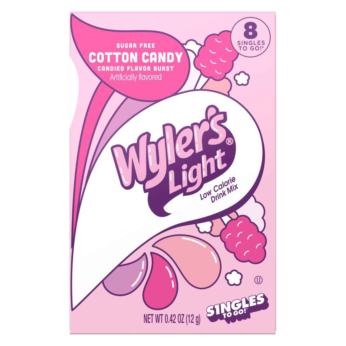 Wyler's Light Cotton Candy Flavor Packets - Fun Low Calorie Drink Mix for Birthday Party Tables and Soccer Sidelines