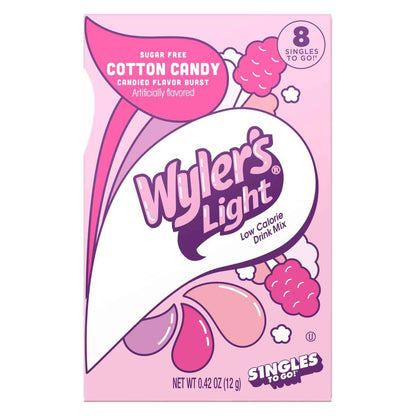 Wyler's Light Cotton Candy Flavor Packets - Fun Low Calorie Drink Mix for Birthday Party Tables and Soccer Sidelines