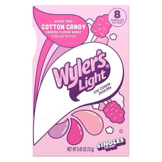 Wyler's Light Cotton Candy Flavor Packets - Fun Low Calorie Drink Mix for Birthday Party Tables and Soccer Sidelines