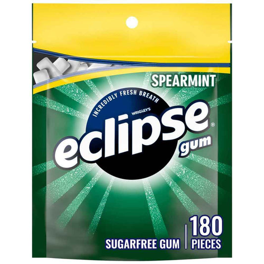 ECLIPSE Spearmint Sugar Free Chewing Gum 180 Piece Bulk – Car Cup Holder Fresh Breath for Road Trips and Errands