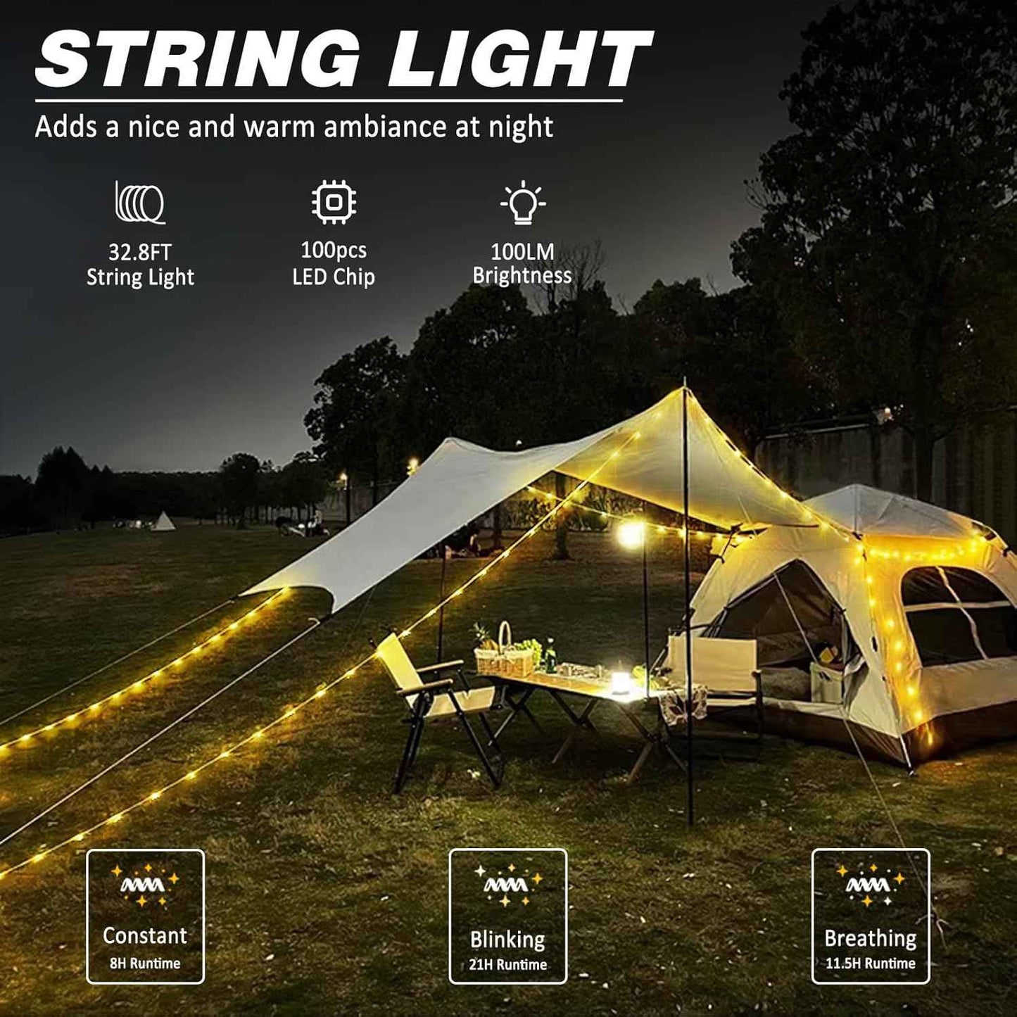 DIBMS String Lights with Lantern – Cozy Bedroom and Living Room Decor with Warm and RGB Mood Lighting