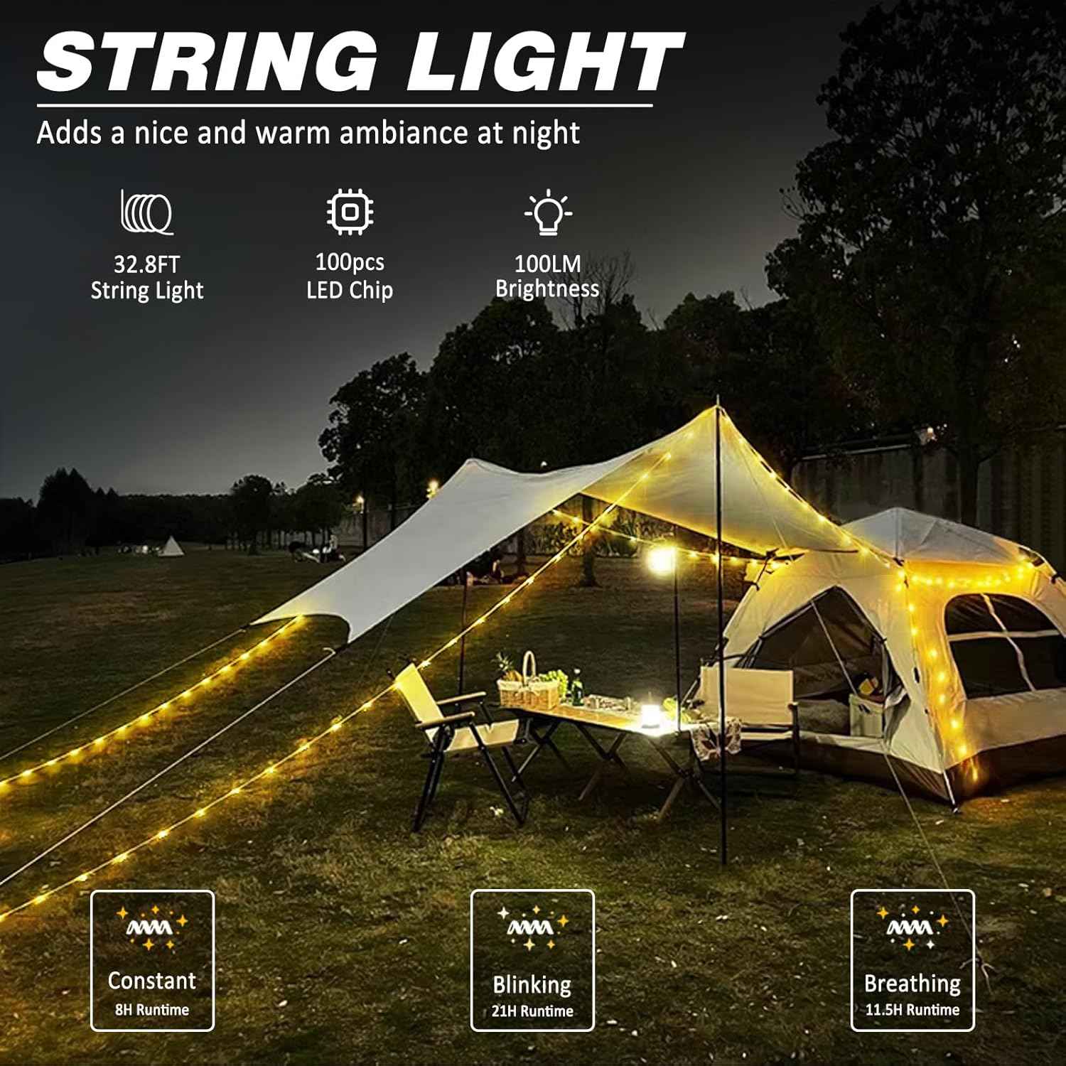 DIBMS String Lights with Lantern – Cozy Bedroom and Living Room Decor with Warm and RGB Mood Lighting