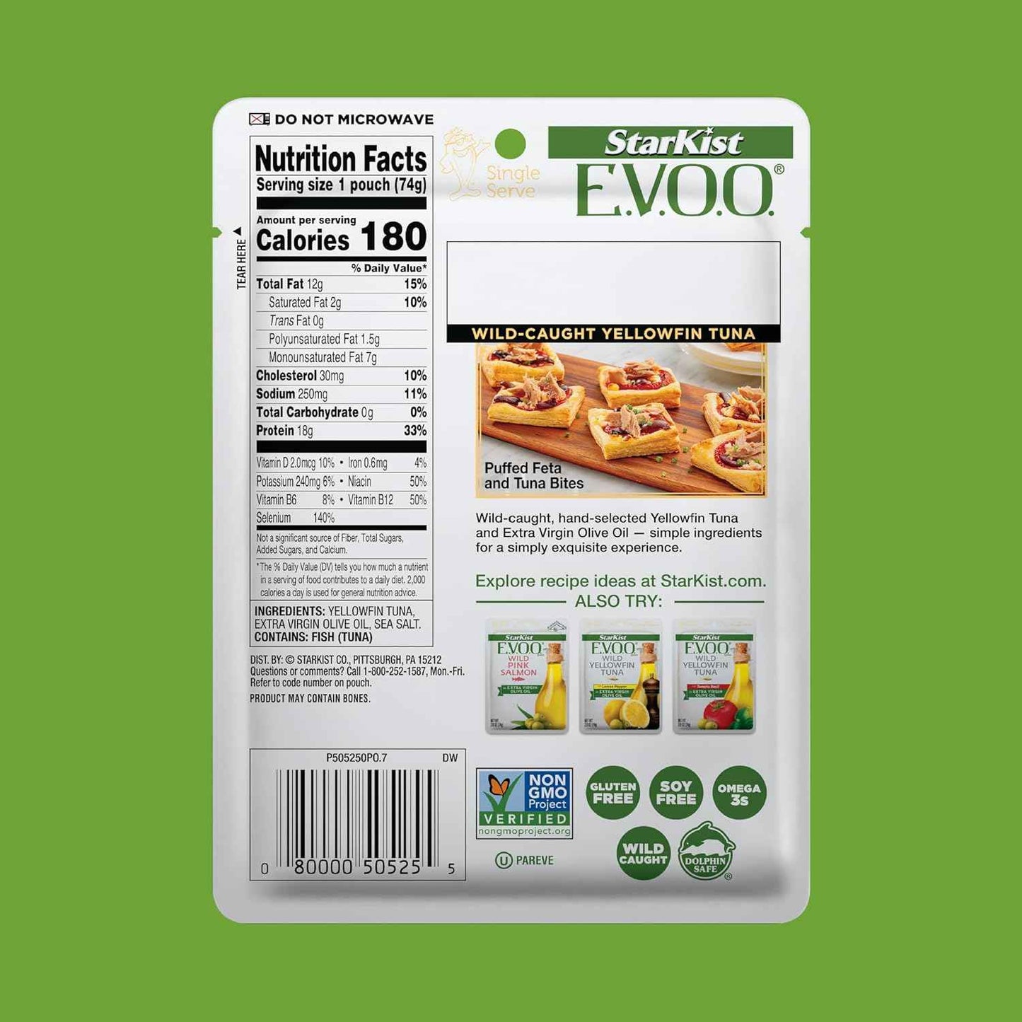 StarKist E.V.O.O. Yellowfin Tuna Pouch – Clean Label Pantry Staple for Intentional Kitchens, 2.6 oz Single Serve