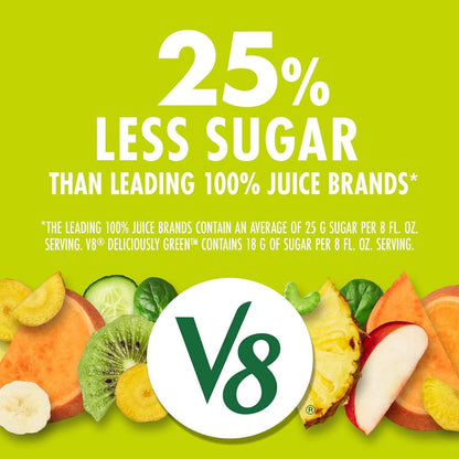 V8 +Energy Strawberry Banana 100% Fruit and Vegetable Juice for Morning Self-Care Routines, 8 fl oz Can (6 Pack) with Antioxidant Vitamins