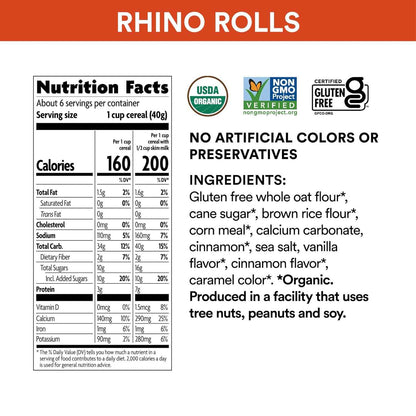 EnviroKidz Organic Rhino Rolls Cereal – Portable Gluten Free Camping Breakfast for Family Road Trips and Cabins