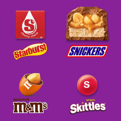 M&M'S Peanut, SNICKERS, STARBURST & SKITTLES Fun Size Halloween Candy for Festive Dessert Table Styling, 19.44 oz Bulk Variety