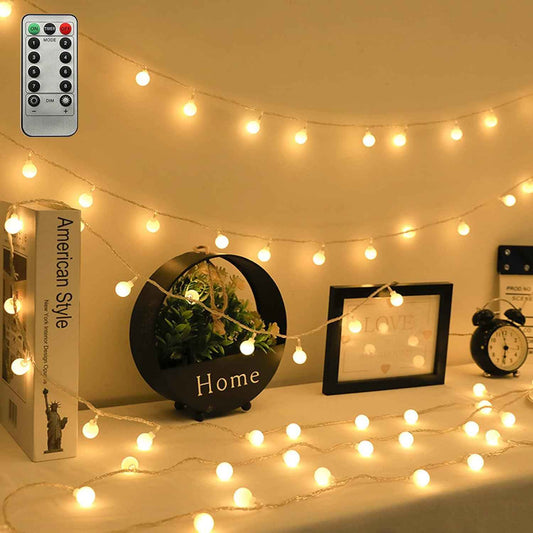 ZIMINGU LED Ball String Lights – Flameless Cool Touch Fairy Lights Safe for Kids and Pets, USB Powered Warm White Globe Lights