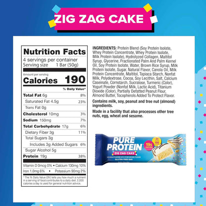 Pure Protein Zig Zag Cake Protein Bars – Pantry Staple for Balanced Self-Care Days, Gluten Free High Protein Snack
