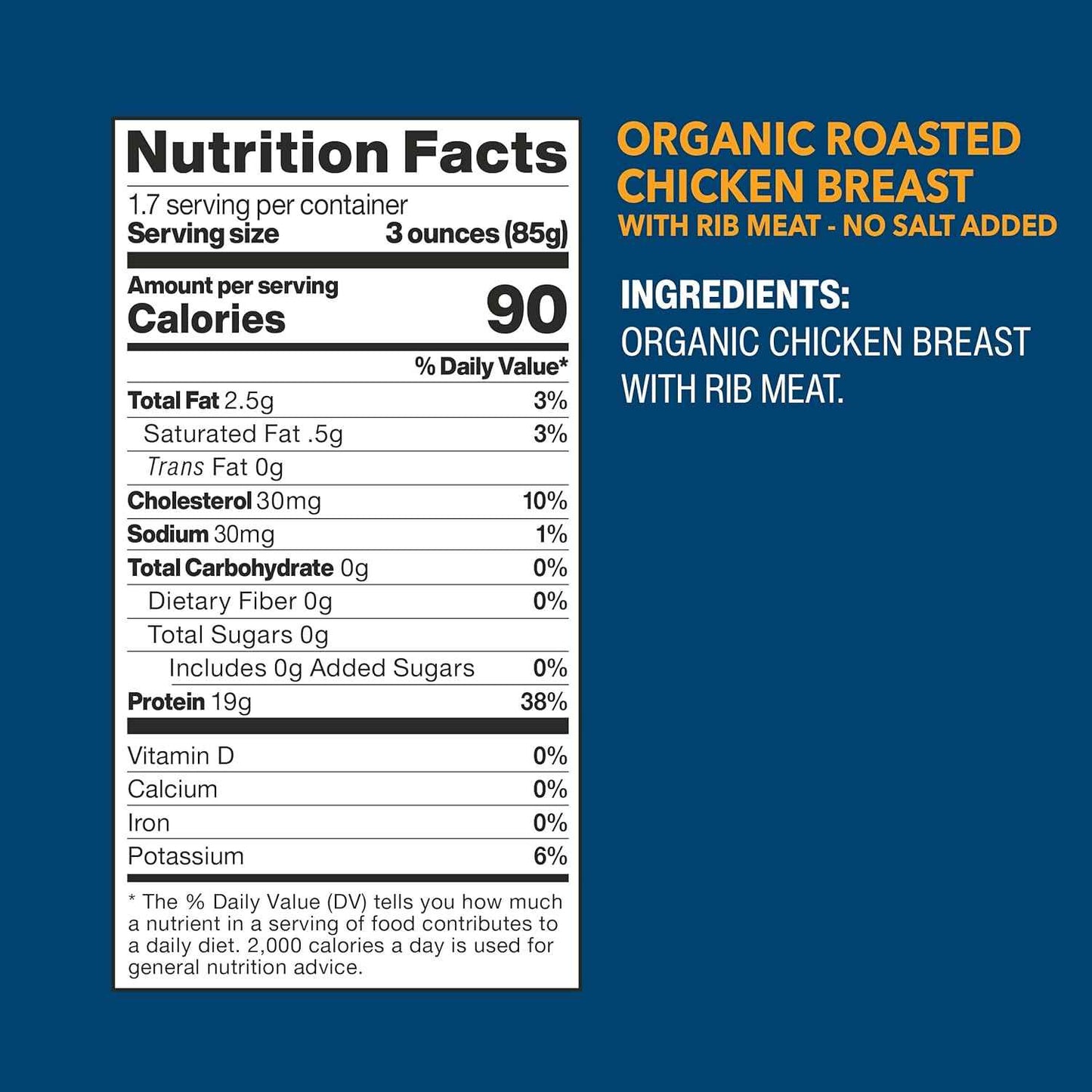 Wild Planet Organic Roasted Chicken Breast – High Protein No Salt Added Snack for Mindful Meal Prep, 5oz Can