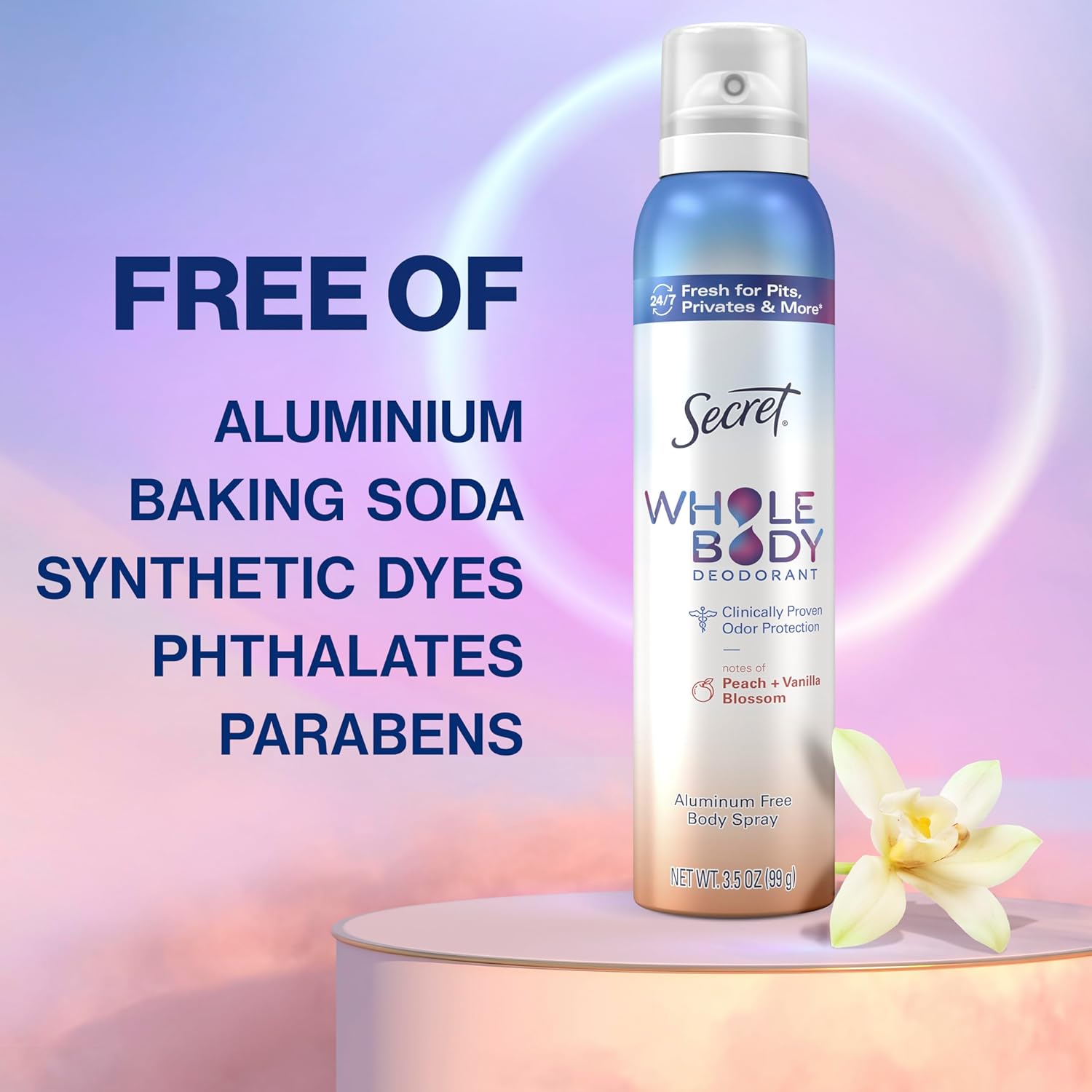 Secret_Whole_Body_Deodorant_for_Women,_Peach_&_Vanilla_Scent,_Aluminum_Free_Deodorant_Spray,_72_HR_Odor_Protection,_3.5_oz_Body_Care_Daily_Comfort_Cosmetic_Cleanser_Aroma