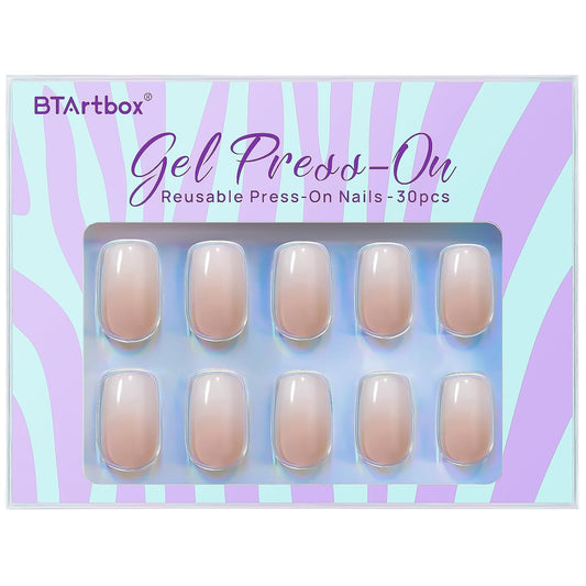 BTArtbox_Square_Ombre_Press_On_Nails_-_Soft_Gel_Press_On_Nails_Short_with_Nail_Glue,_15_Sizes_-_30_Reusable_Fake_Nails_Kit,_Vanilla_Cream