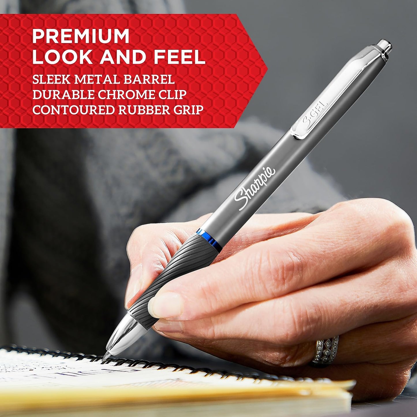 SHARPIE_S-Gel_Metal_RT_Gel_Pen,_0.7mm_Medium_Point,_Champagne_Barrel,_Black_Ink,_2/Pack