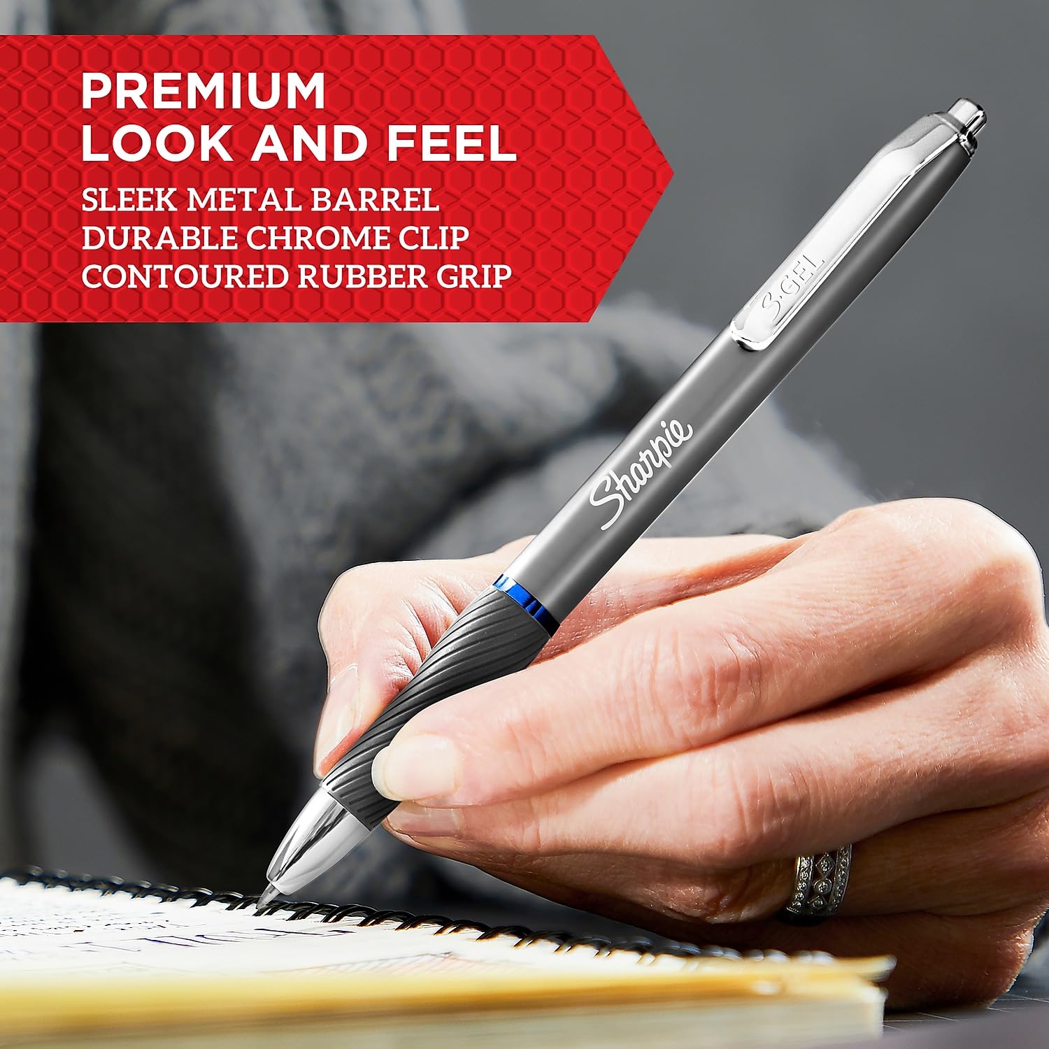 SHARPIE_S-Gel_Metal_RT_Gel_Pen,_0.7mm_Medium_Point,_Champagne_Barrel,_Black_Ink,_2/Pack
