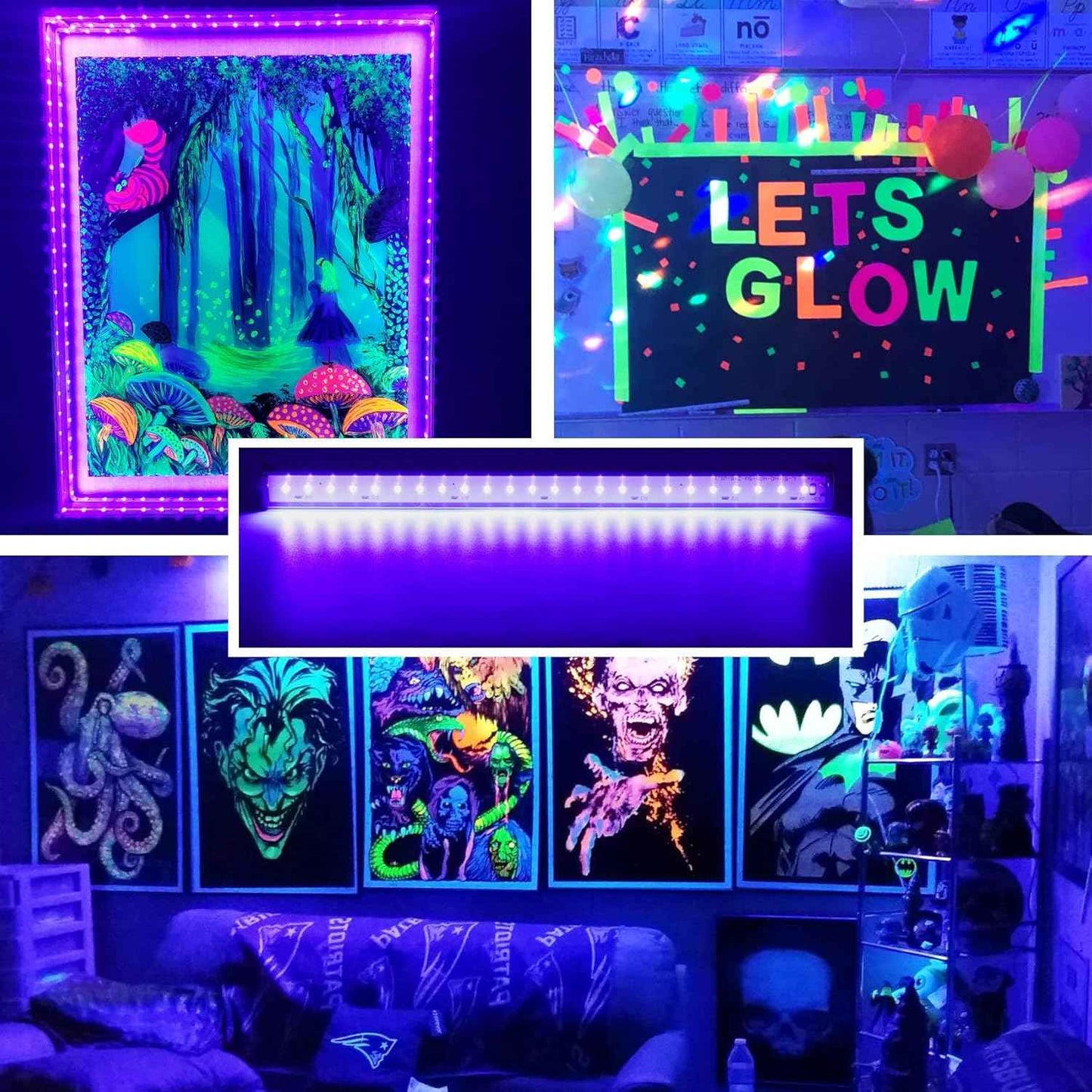 CICINY UV LED Strip – Cozy Living Room Atmosphere Light, Wall-Mounted Blacklight for Fluorescent Art