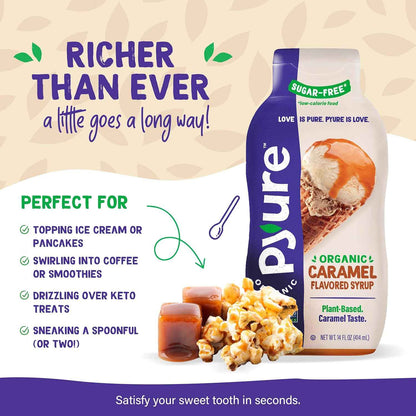 Pyure Organic Sugar-Free Caramel Syrup – Clean Label Topping for the Intentional Low-Carb Pantry