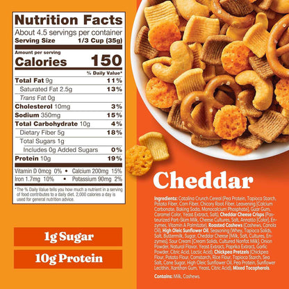 Catalina Crunch Cheddar Snack Mix – Conference Room Shareable Snack with Savory Crunch, Resealable Pouch