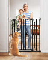 ChildProof Pressure Mounted Pet Gate with Auto-Close Hinge, No Drill Baby Gate 29-40 Inch Wide for Stairways and Doorways, One-Hand Release Lock