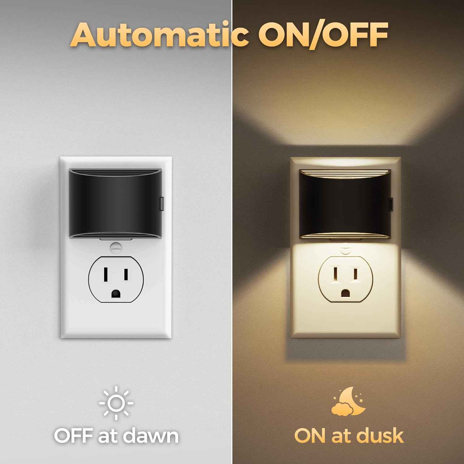 DORESshop LED Night Light – Warm Amber Plug in Lamp for Cozy Bedroom Decor and Living Room Ambiance