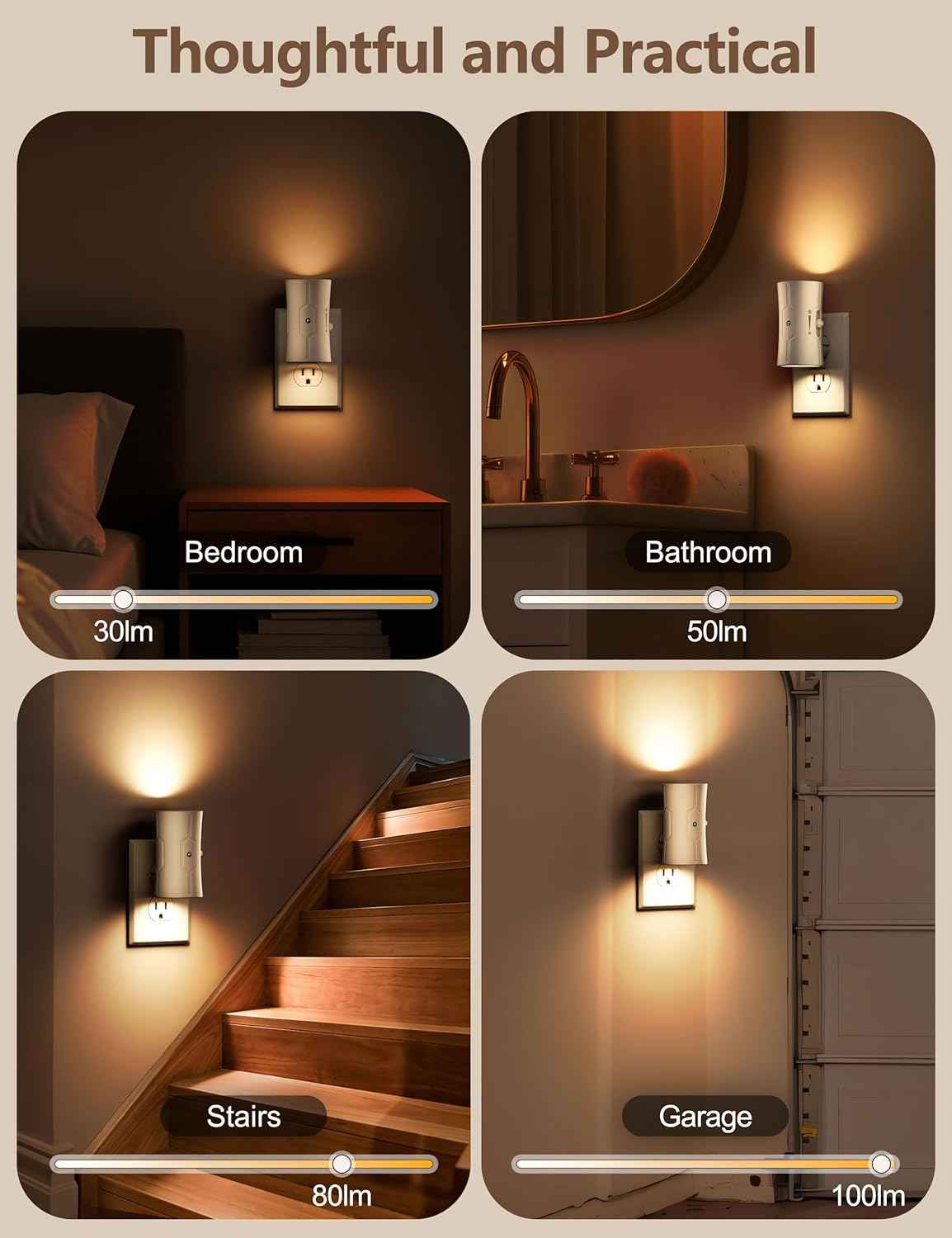 Scandinavian Night Light Plug into Wall 2 Pack – 3000K Warm White LED Nightlight for Cozy Bedroom and Living Room Ambiance