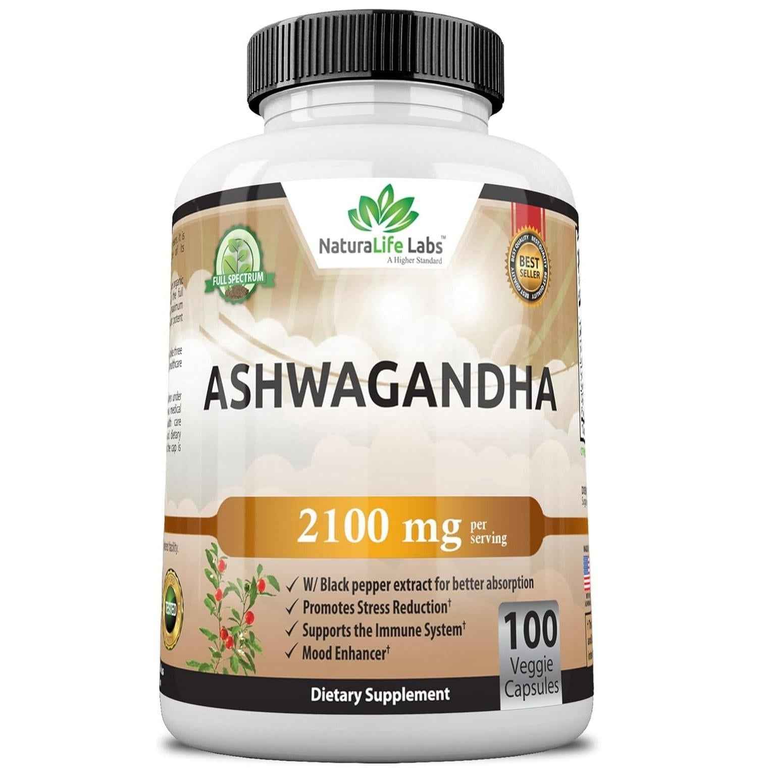NaturaLife Labs Ashwagandha 2100 mg – Caffeine Alternative for Morning Focus and Sustained Workday Energy