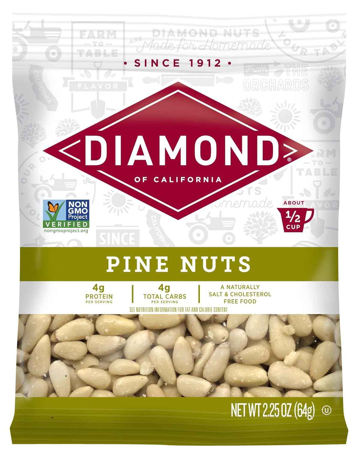 Diamond of California Pine Nuts – Portable Pantry Staple for Camping, Picnics, and Patio Salads, 2.25 oz