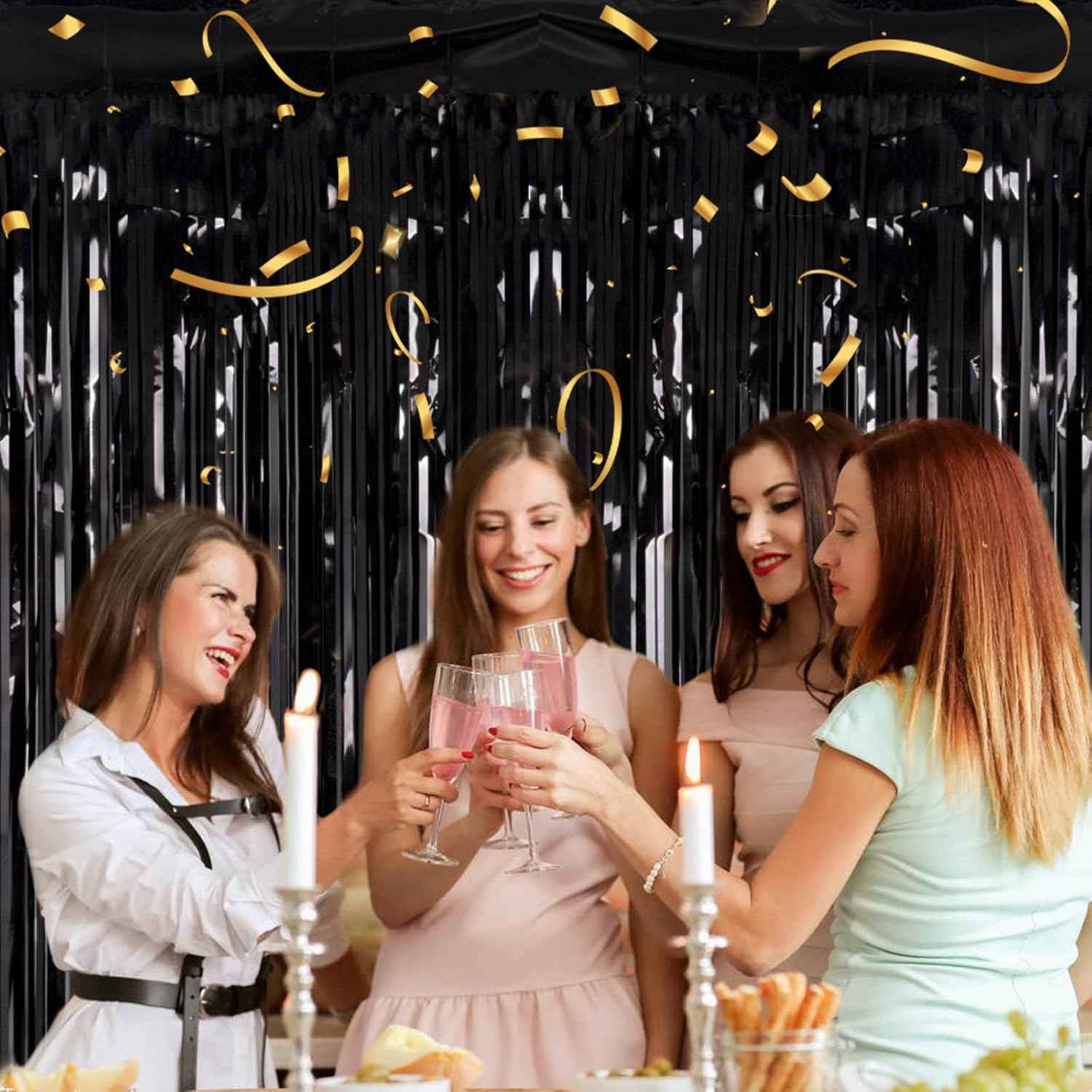 [Brand Name] Metallic Tinsel Curtain 2-Pack – Thoughtful Housewarming Gift, Reusable Photo Booth Doorway Backdrop