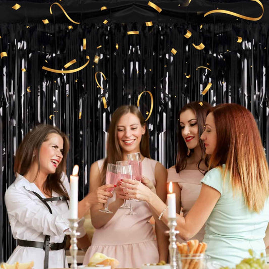 [Brand Name] Metallic Tinsel Curtain 2-Pack – Thoughtful Housewarming Gift, Reusable Photo Booth Doorway Backdrop