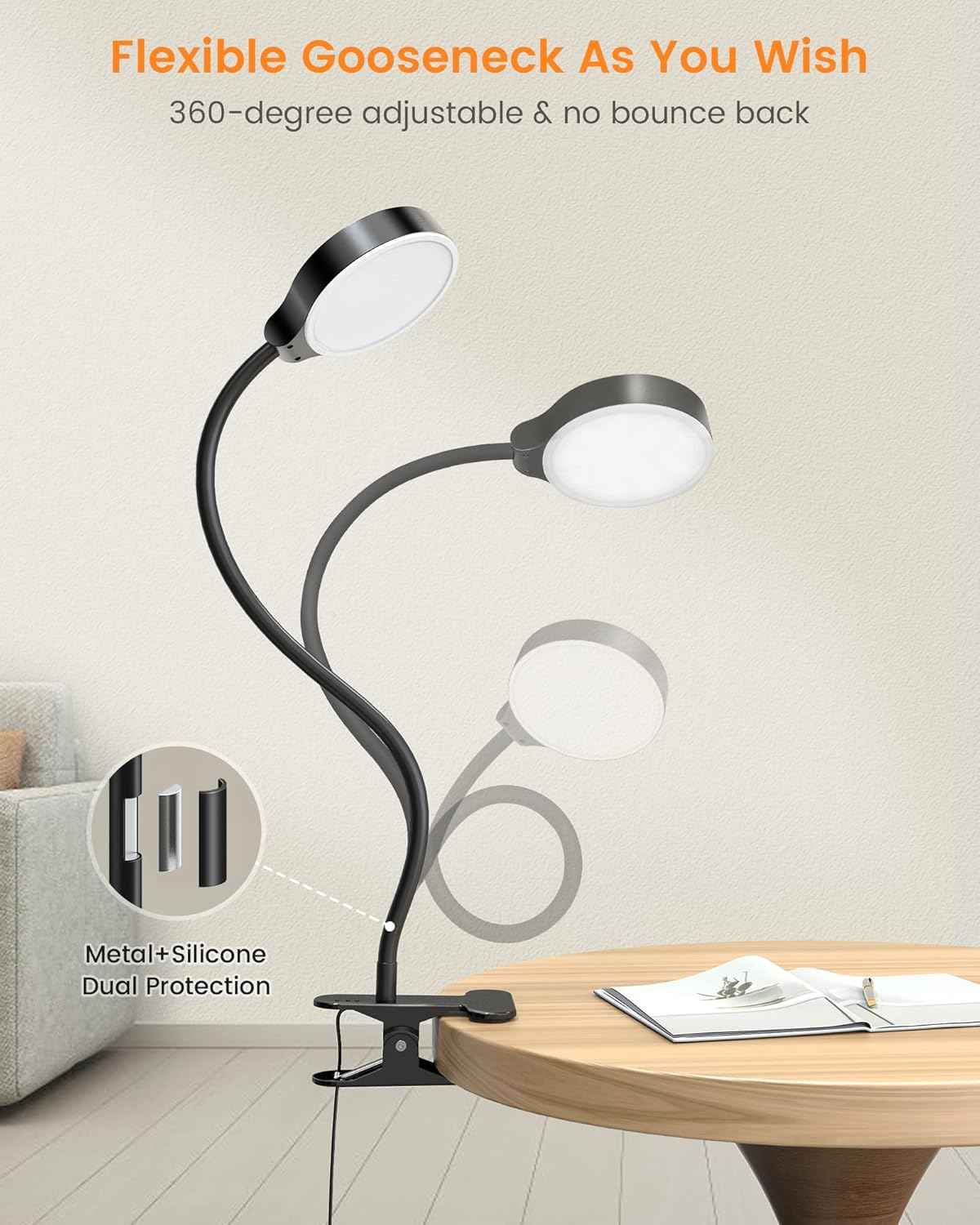 Glocusent Clip on Reading Light – Thoughtful Birthday Gift for Women, Mom, and Grandparents Who Love to Read in Bed