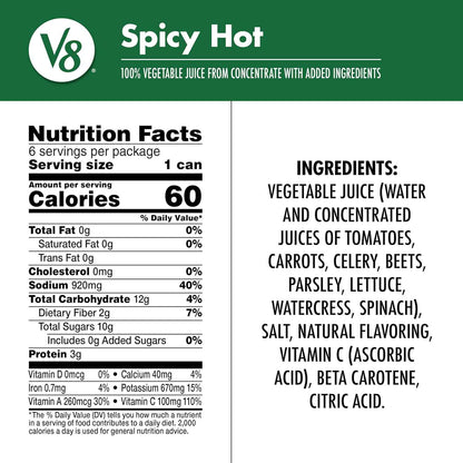 V8 Spicy Hot 100% Vegetable Juice – Housewarming Gift Basket Add-On for the New Home Chef