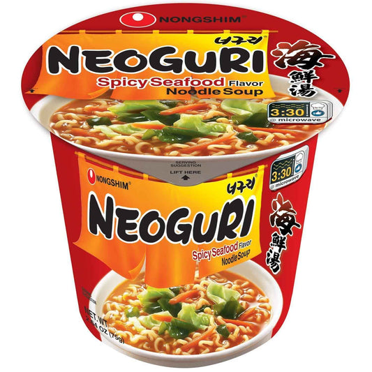 Nongshim Neoguri Spicy Seafood Ramyun – Comforting Microwavable Cup for Wind-Down Evenings and Self-Care Nights, 6-Pack