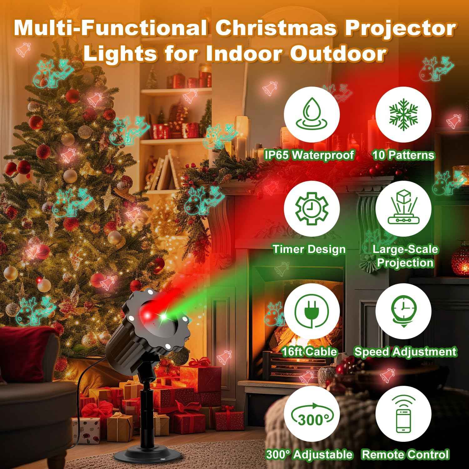 Housewarming and Holiday Gift Idea – Waterproof Christmas Light Projector with Timer for Busy Families and First Time Homeowners