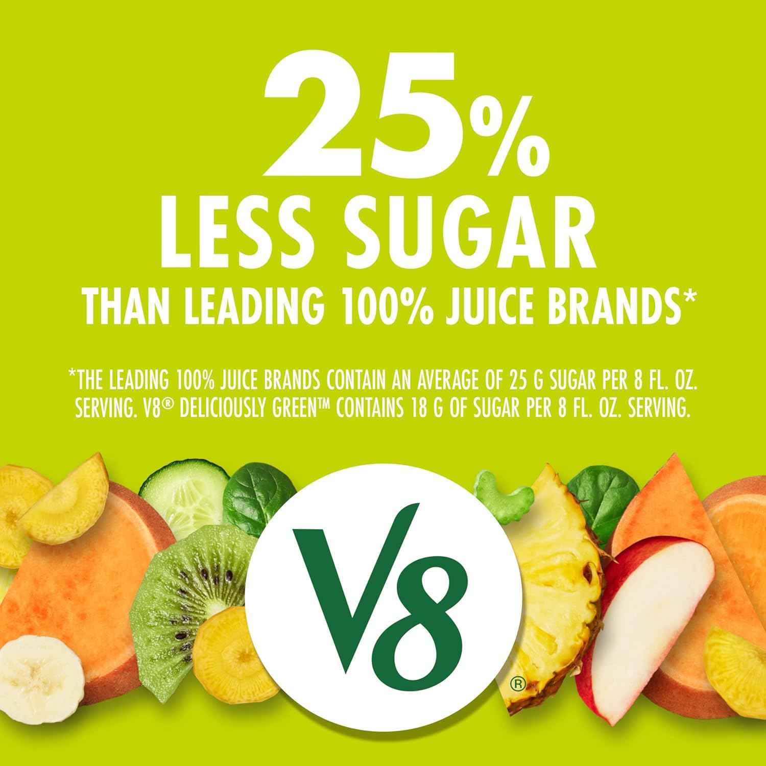 V8 Deliciously Green 100% Fruit and Vegetable Juice for Daily Vitamin Ritual, 46 fl oz Family Bottle