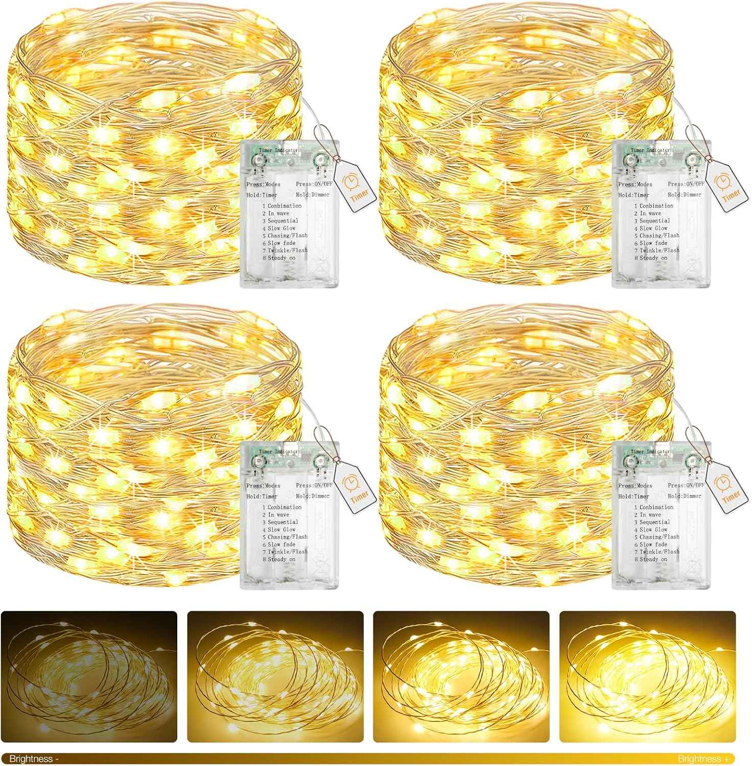 btfarm String Lights – Living Room Aesthetic Accent with Flexible Silver Wire and Timer