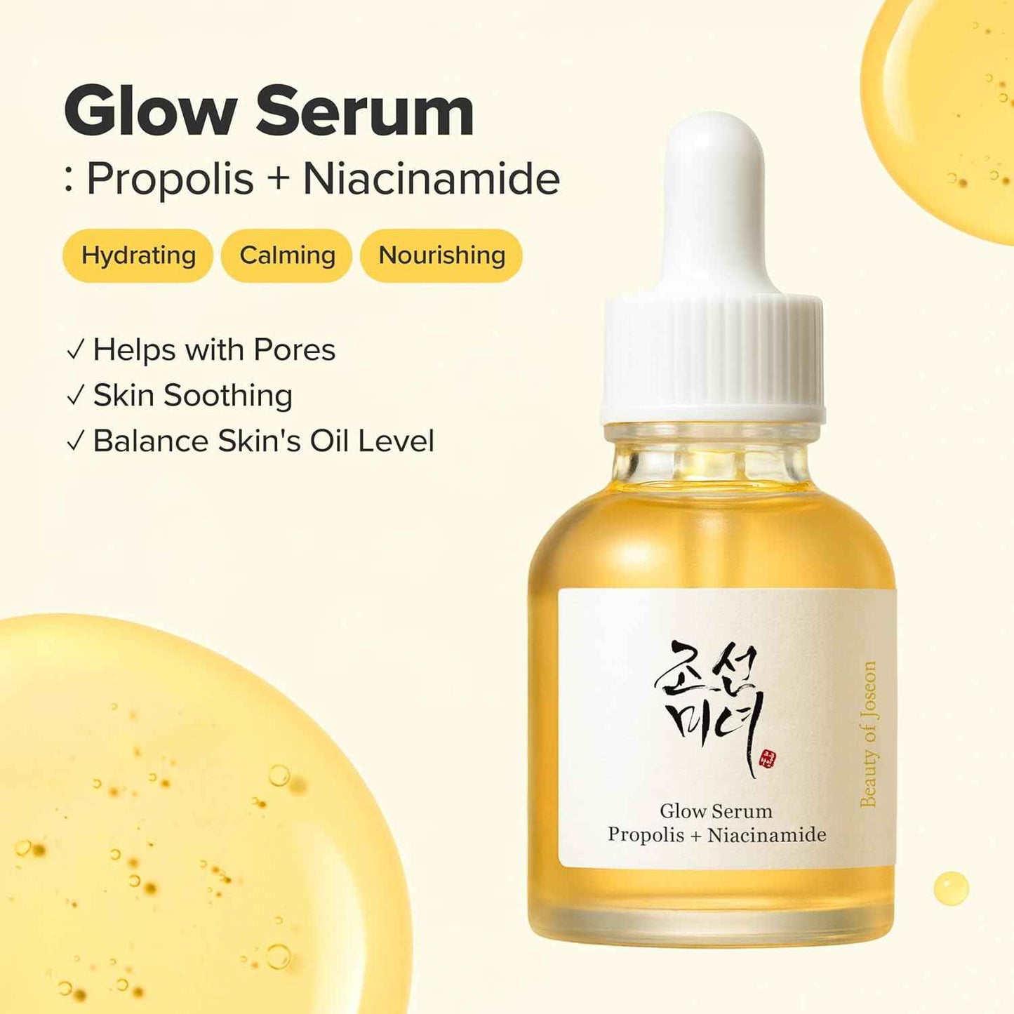 Beauty of Joseon Glow Serum Propolis and Niacinamide – Calming Nighttime Skincare Ritual, Hydrating K-Beauty Serum for Bedside Self-Care