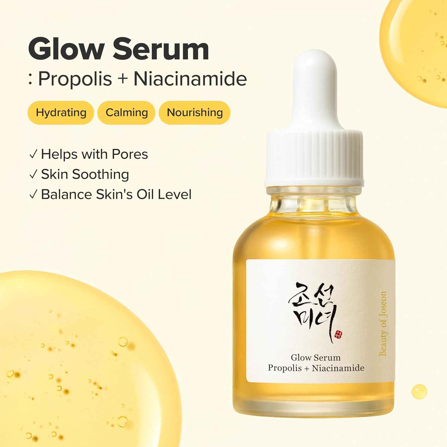 Beauty of Joseon Glow Serum Propolis and Niacinamide – Calming Nighttime Skincare Ritual, Hydrating K-Beauty Serum for Bedside Self-Care