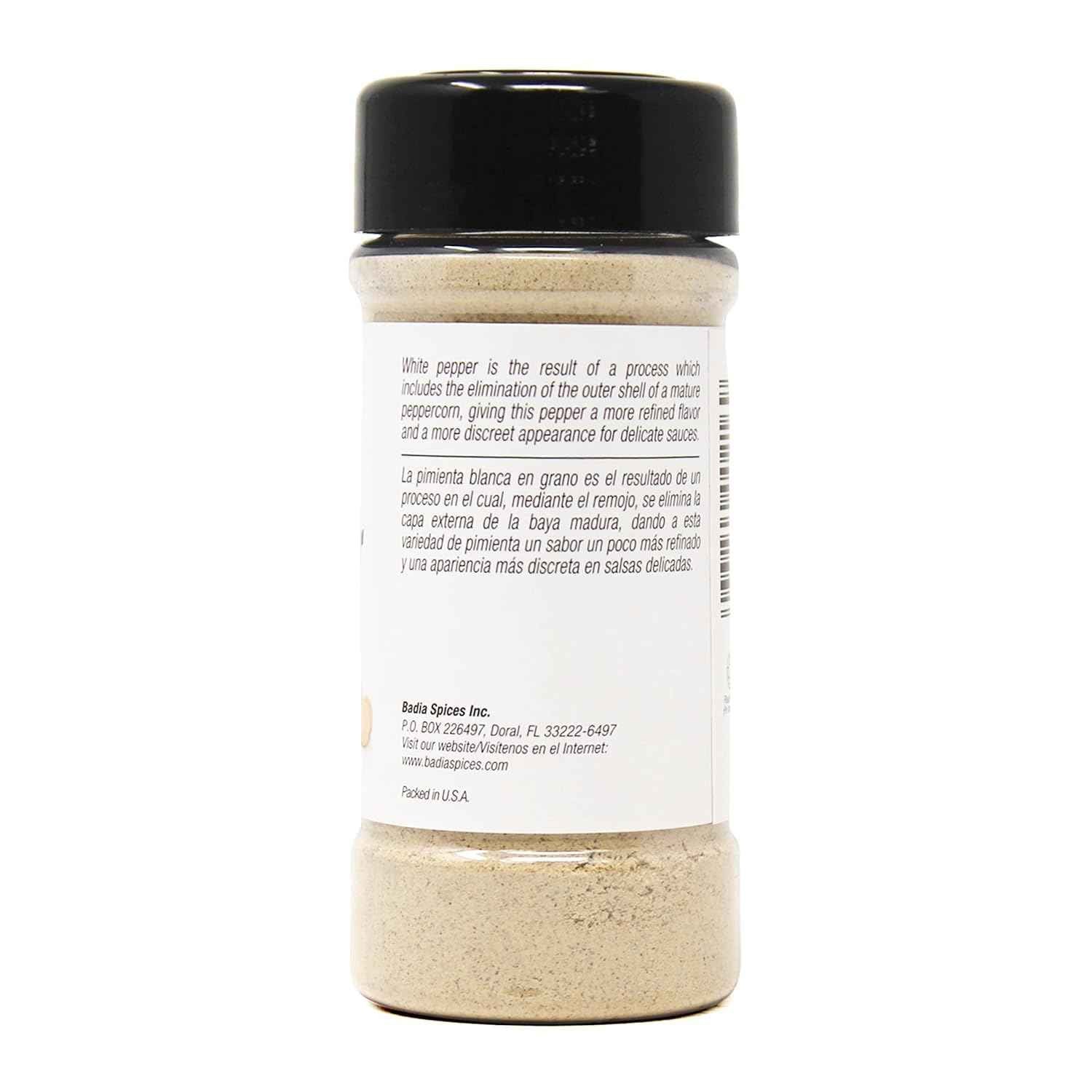 Badia Ground White Pepper, 2 oz – Premium Spice for Refined Cream Sauces, Seafood and Poultry