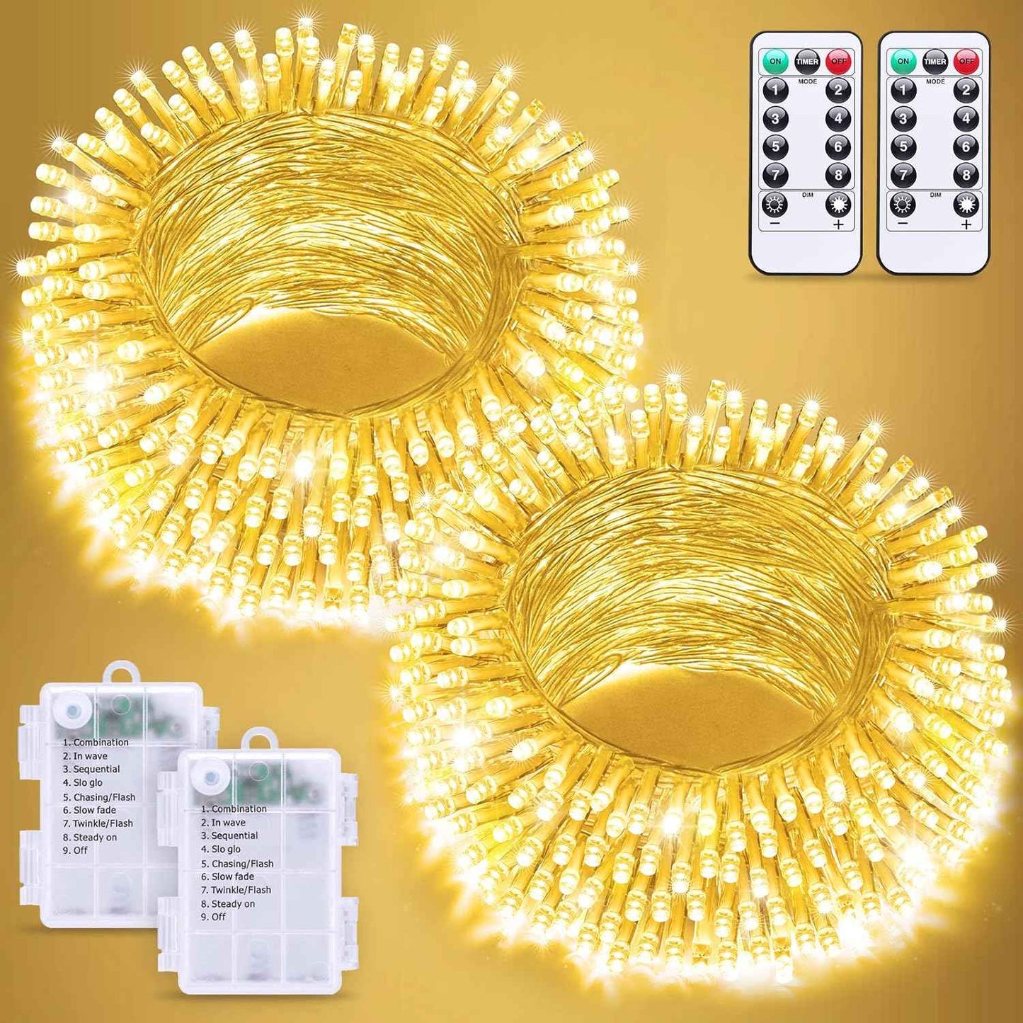 JMEXSUSS 2 Pack 66ft Battery String Lights – Clear Wire Warm White Twinkle Lights for Living Room Canopy and Bedroom Headboard Decor