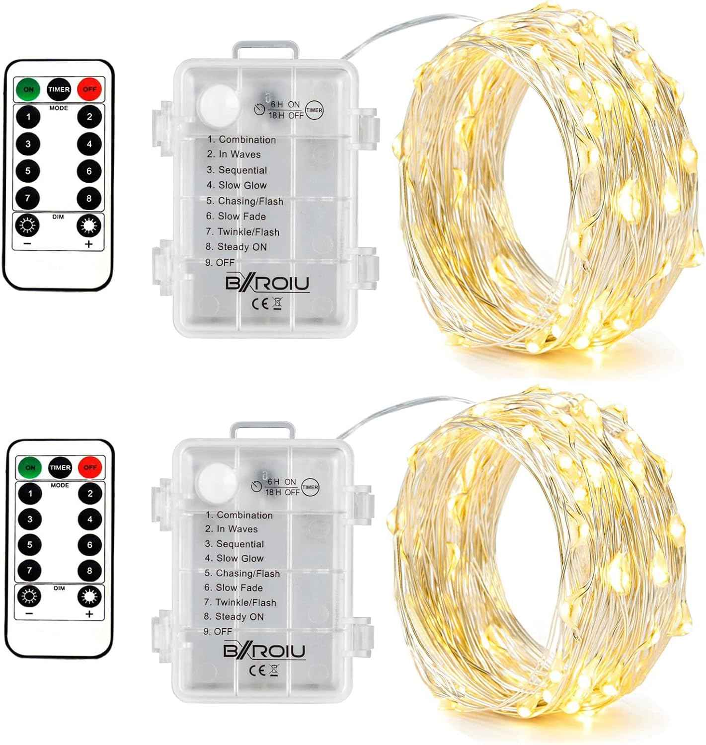 Brightown Fairy Lights for Kids Room – Cool Touch LED Silver Wire String Lights with Auto Timer for Nursery and Playroom