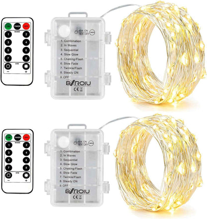Brightown Fairy Lights for Kids Room – Cool Touch LED Silver Wire String Lights with Auto Timer for Nursery and Playroom