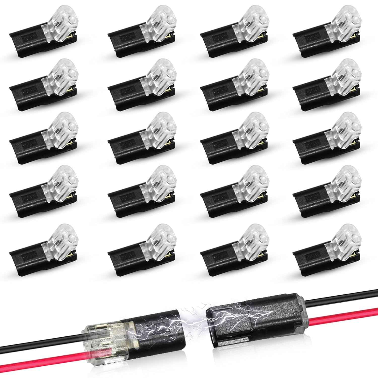 Lumifydeco Locking Buckle LED Light Strip Connector – Living Room Cove Lighting Decor, Push-In 2-Pin Plug