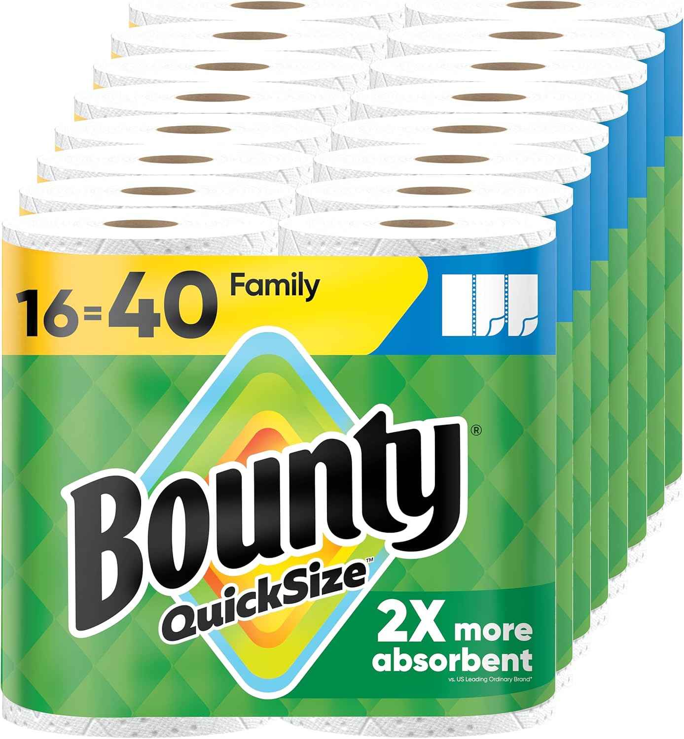Bounty Quick-Size Paper Towels for Home Office and Desk Cleanups, 2X Absorbent Sheets That Keep Your Workspace Focused