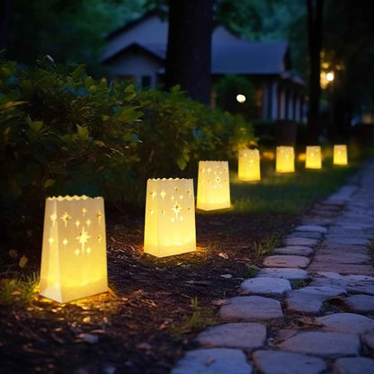Homemory Star Luminary Bags with LED Tealights – Cozy Living Room Accent Lighting for Fall and Winter Evenings